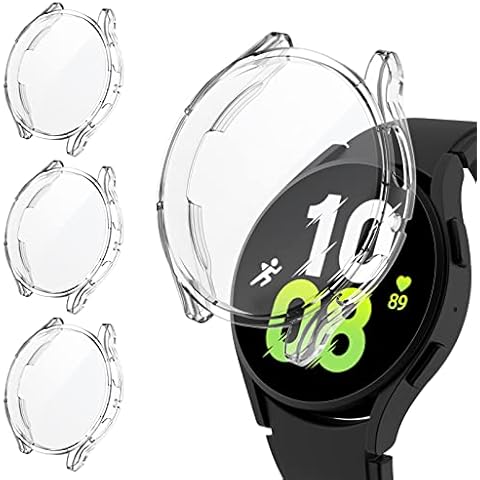 [3Pack] Kamita Compatible with Samsung Galaxy Watch 5/Watch 4 44mm Screen Protector Case, Soft TPU Full Coverage Protective Face Cover Screen Bumper Case for Galaxy Watch5/Watch4 (Transparent) Cover