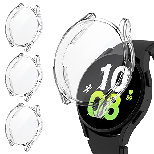 [3Stück] Kamita Hülle Kompatibel mit Samsung Galaxy Watch 5/Watch 4 40mm Schutzhülle, Vollständige Abdeckung TPU Displayschutz Hülle, Bumper Schutz Hüllen für Galaxy Watch5/Watch4 Case (Transparent) Cover