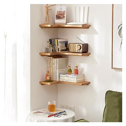 Orner Juego de 3 estantes de pared de madera maciza para salón, dormitorio, oficina, baño, cocina, en forma de L, para decoración del hogar y nization.