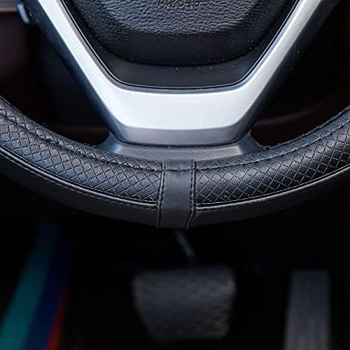 Universal Fit Leather Car Steering Wheel Cover 37-38.5CM Black