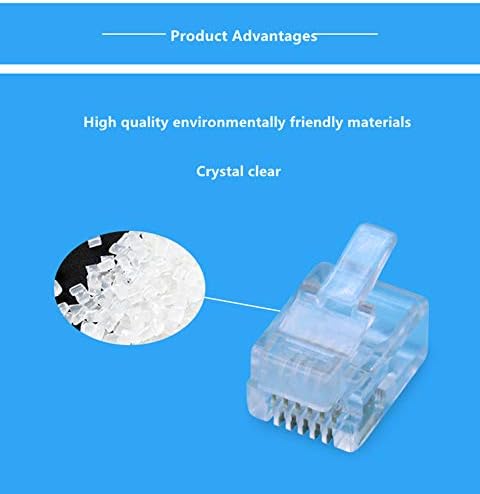 Uvital 100 Pack RJ12 6P6C Plug, Transparent Telephone Jack Flat Cable Modular Plug Connector Clear Line Snap-in Crimp-On Plugs