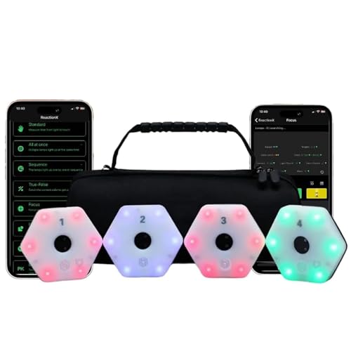ZYUIOTHJK Reaction Training Light, 4pcs Agile Reaction Speed Training Equipment, Reaction Light System for Reaction Speed with App, for Soccer Basketball Boxing Training