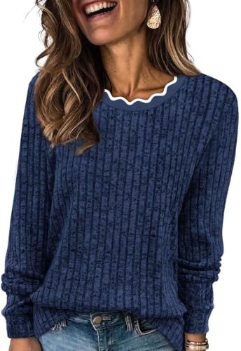 WIHOLL Womens Long Sleeve Shirts Lightweight Tunic Fall Top Sweaters 2026