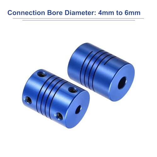 QUARKZMAN 2 Stück 4mm bis 6mm Aluminiumlegierung Wellenkupplung L25xD18 Flexibler Kuppler mit Schrauben für Encoder und Motoren, Blau