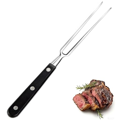 Fourchette à viande avec poignée – idee cadeau original anniversaire homme en acier inoxydable de 29 cm, camping accessoire grille barbecue, plastique pour barbecue,...