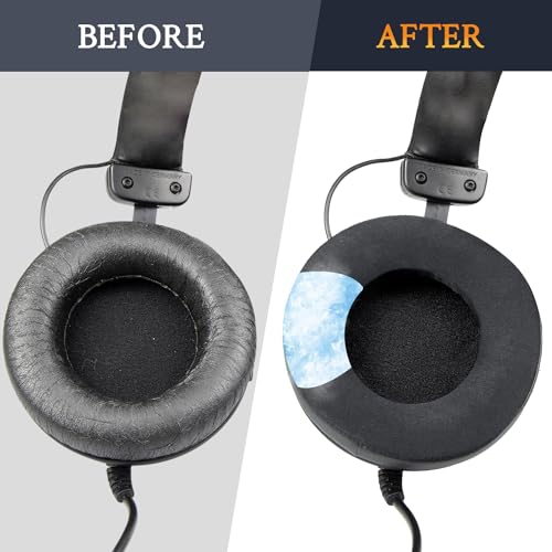 Image of SOULWIT Cooling Gel Replacement Earpads for Beyerdynamic DT 770 /DT770 PRO /DT511 /DT801 /DT831 /DT901 /HS300 /MMX300 /Custom One PRO Plus /Custom Studio, Ear Pads Cushions with Ice Silk Fabric - Black