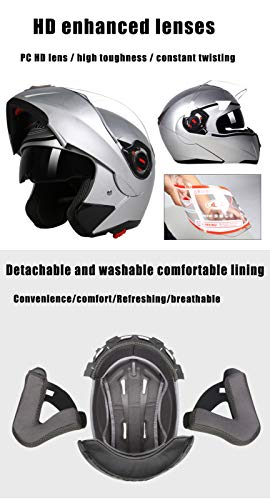 Casque modulaire moto Bluetooth double visière anti-buée cap casques - 5