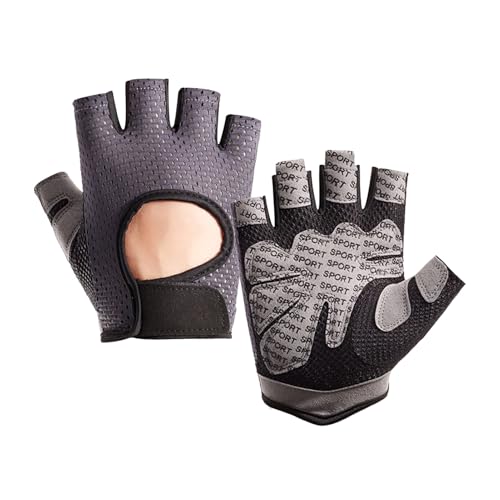 Qinlenyan Guantes deportivos transpirables de medio dedo, unisex, antideslizantes, resistentes al desgaste, protección completa de la palma para levantamiento de pesas, ciclismo, gimnasio