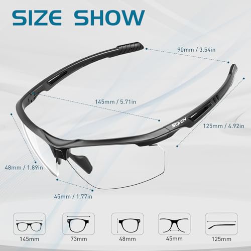 Fahrradbrille selbsttönend Scvcn – Photochrome Sportbrille für Herren und Damen