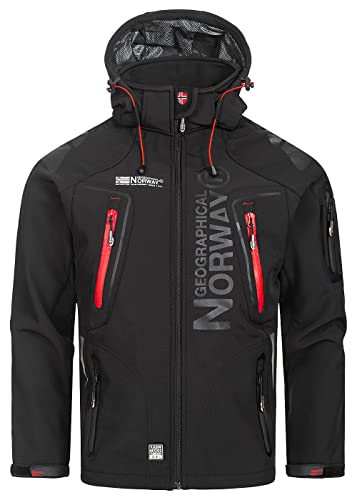 Geographical Norway Techno Softshelljacke Herren Kapuze abnehmbar, BLACK, M