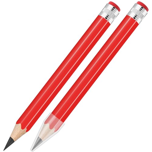 ywmigl 2 Pcs 13 inch Wooden Jumbo Pencils for Prop Giant Big Novelty Wood Pencil with Eraser for Fun Decor, School Projects, Party Favors, and Unique Gifts (Red)