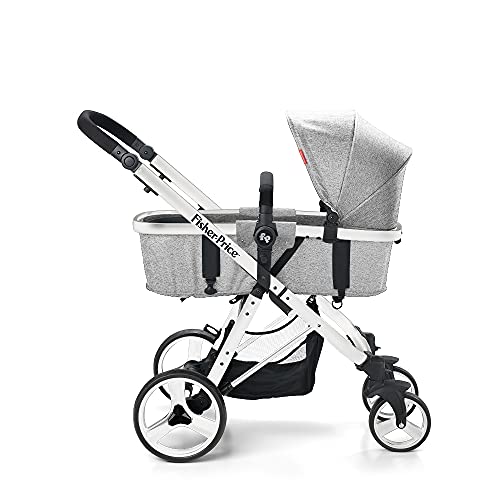 Carrinho de Bebê Berço Com Moisés Hero TS Até 15Kg Fisher Price Cinza - BB594