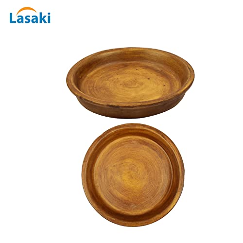 Image of Lasaki Round Ceramic Trays (Plates Saucers) for Pots, planters, Flower, Succulent(Set of 2,Antique,4 inch) R4(Plants not Included)