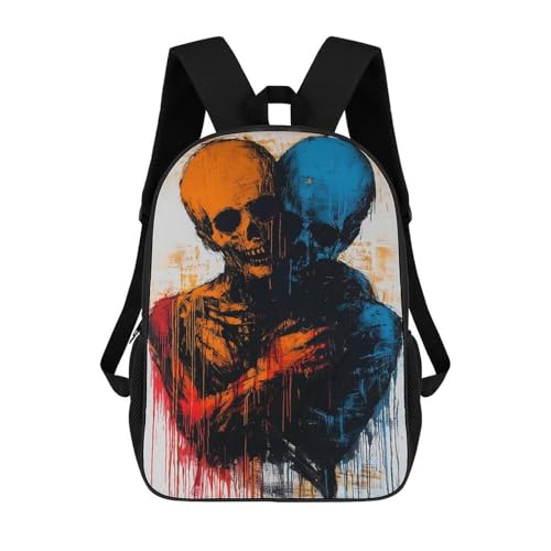 sinyumoney Duality of Souls Contemporary Expressionist Artwork Children's Backpack, 3D Printed School Backpack, Backpack for Boys Girls, Adjustable School Bag for Primary School 17inch