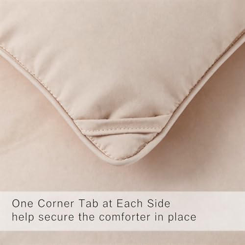 Image of COHOME Quilted Queen Size Comforter - All-Season Down Alternative Duvet Insert - Luxury Hotel Winter Warm Beige Comforter with Anti-Clump Tech & 8 Tabs- Reversible 88 inchx88 inch