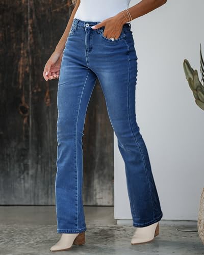 GRAPENT Bootcut Jeans for Women High Waist Stretchy Fleece Lined Pants Flare Jeans Denim Thermal Pants Winter Clothes4