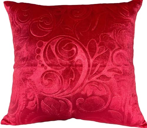 TangDepot Heavy Velvet Embossing Throw Pillow Cover, Classis Floral Anaglyph Velvet Fabric, Decorative Pillow Cover, Indoor/Outdoor Pillows Shell, Cushion Cover - (12