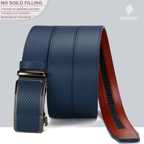 Image of Men's Ratchet Leather Belt Set - 2 Pack Sliding Belt Adjustable For Gift Mens Dress Casual 1 3 /8 inch,Cut for Fit