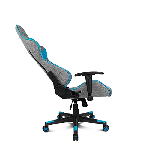 DR90 – Sedia gaming ergonomica con poggiatesta e supporto lombare, schienale reclinabile a 135°, braccioli 2D regolabili, tessuto traspirante, base in nylon e pistone a gas, Grigio-Blu - Sedia gaming - Immagine 6
