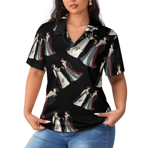 Polo de manga corta para mujer transpirable con elegante diseño europeo antiguo