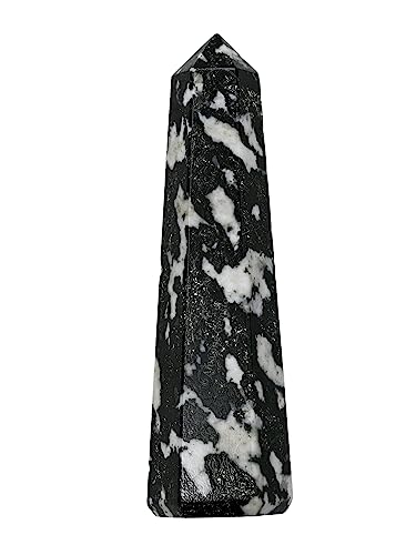 Image of Amazing Gemstone Black and White Tourmaline Crystal Towers ~ Natural Healing Crystal Point Obelisk for Reiki Healing and Crystal Grid (3 inch to 4 inch INCH)