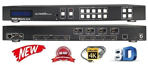 4X4 Hdmi 4K @ 60Hz Matrix Switcher Hdcp2.2 Hdtv Routing Selector Spdif Audio Control4 Savant Home Automation #TOP9