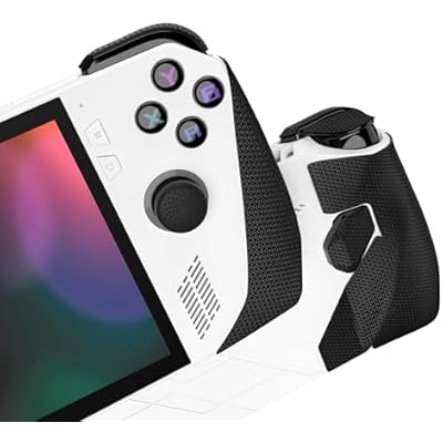 PlayVital Black Premium Handle Grips for ROG Ally Console with Thumb Grip Caps, Non-slip Soft Textured Trigger & Back Button Grip Stickers for ROG Ally Gaming Handheld - Hexagonal Diamond Textured