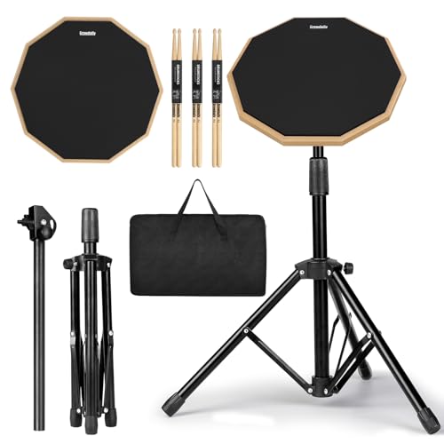 Drum Practice Pad Set with Stand, Sticks, Bag (12")