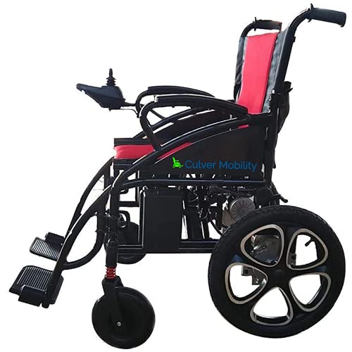 Culver All Terrain Heavy Duty Powerful Dual Motor Foldable Electric Wheelchair Motorized Power Wheelchairs Silla de Ruedas Electrica para Adultos. Supports up to 300 lbs - (Red)