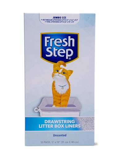 Fresh Step Forros de caixa de areia para gatos com cordão, sem cheiro, tamanho jumbo, 91 cm x 48 cm