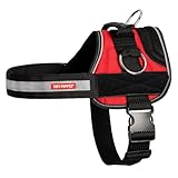 Tuff Pupper Quick Fit Harness for Extra Large Dogs | No Pull No Choke, Escape-Proof | Rugged Padded Breathable Vest | Traffic Control Handle | 3 Leash Clips | Reflective Trim | Easy On Off (XL, Red)