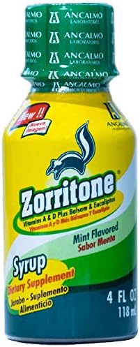 Zorritone Cough Syrup | Mint Flavored Cough Suppressant Syrup with Vitamin A, Vitamin D3, and Eucalyptus for Fast Acting Cold and Flu Cough Relief, Dosage Cup Included; 4 Fluid Ounces