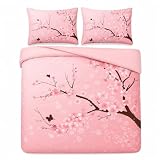 CCoutueChen Pink Floral Comforter Set Queen - Cherry Blossom, 3 Pieces
