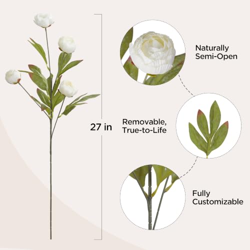 InnoGear 6 Pcs 27.36" Faux Peonies Artificial Flowers - image 2