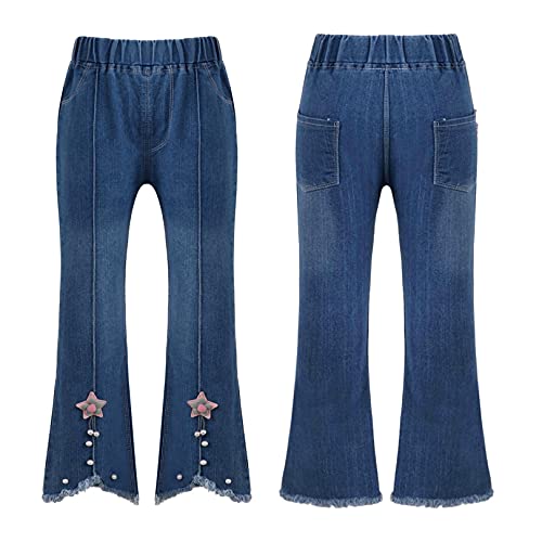 easyforever Little Girl's Vintage Flared Jeans Bell-Bottoms Stretchy Denim Pants Skinny Pants Casual Leggings Trousers3