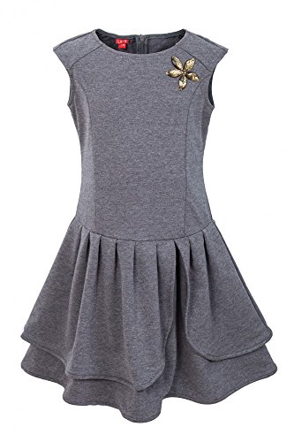 Vestido de niña gris La-V de 116 cm de punto suave infantil