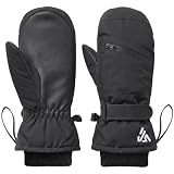FORBABE WINTERHANDSCHUHE SKIHANDSCHUHE HERREN DAMEN JUGENDLICHE, WARME WINDDICHTE WASSERDICHTE HANDSCHUHE MIT WASSERDICHTE REISSVERSCHLUSSTASCHE, FÄUSTLINGE HERREN FÜR SKIFAHREN WINTERSPORT (L)