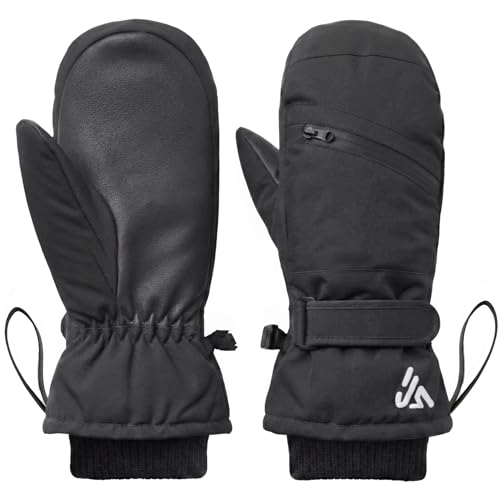 Forbabe Winterhandschuhe Skihandschuhe Herren Damen Jugendliche, Warme Winddichte wasserdichte Handschuhe Mit wasserdichte Reißverschlusstasche, Fäustlinge Herren für Skifahren Wintersport (L)