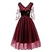 Produktbild JUSTSELL 1950er Kleider für Damen Herbst,Frauen 50er Vintage Retro Kleider 3D-Blumenstickerei Aline Swing Kleid 3/4 Lange Ärmel Brautjungfer Hochzei Kleider V-Ausschnitt Cocktailkleid