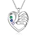 Albertband Personalisierte Mutter Name Herz Halskette 2/3/4/5 Simulierte Birthstones 925 Sterling Silber Mutter Kind Halskette für Ehefrau Mutter (3 Steine)