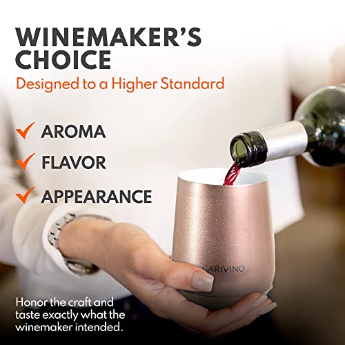 CARIVINO 12 oz Luxury Stemless Wine Tumbler, Ceramic Interior, Stainless Steel Vacuum Insulated Wine Glass Cup with Lid, Cork Base, Premium Finish, Cold or Hot (Rose Gold) by CARIVINO - Used condition - Image 6