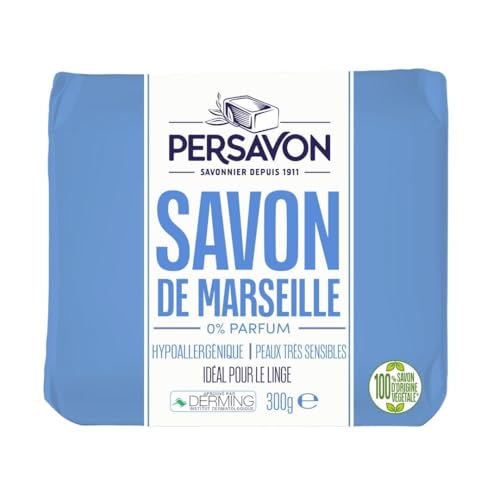 Persavon - Douceur Savon Marseille 0%, Testé dermatologiquement, Sans Parfum, Origine Naturelle - 300 gr