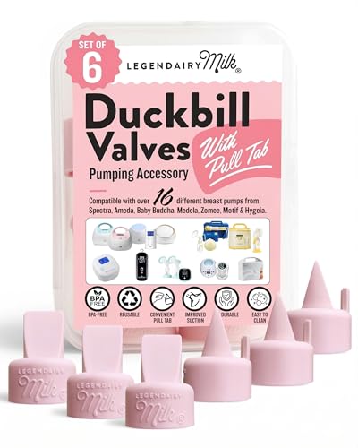 Image of Legendairy Milk Duckbill Valves with Pull Tab - Compatible with Spectra S1 S2 9 Plus, Medela, Motif, Baby Buddha & Zomee - Duckbill Valve Replacement Pump Parts, BPA Free Silicone, 6 Pack
