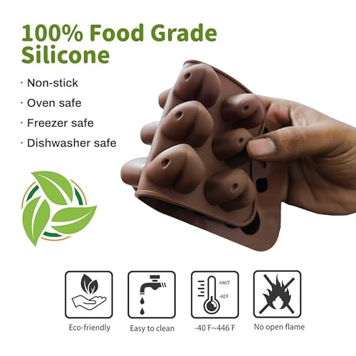 Image of HS Heart Silicone Mould, Non-Stick Food Grade Silicone Mould for Chocolate, Candy, Jelly & Ice Cube (Brown)