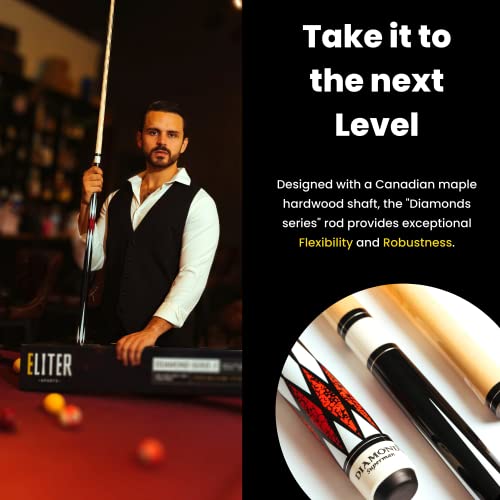 Eliter Sports Set Of 2 Premium Pool Cue Sticks - Original Design - Billiard Cue Sticks Made Of Durable Canadian Maple With Low Deflection Shaft - Cue Stick 58 Inch - 2 Chalk Included #TOP3