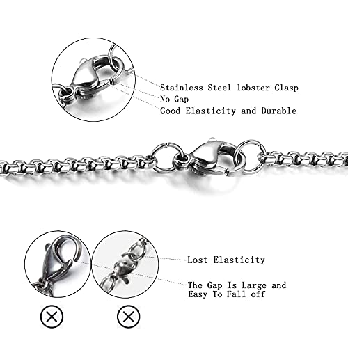 Estendly 2Mm 16 To 38In Stainless Steel Rolo Chain Necklace Crude Round Box Cable Wheat Necklace For Men Women Jewelry #TOP6