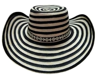 Generisch Sombrero Volteado hecho a mano en Colombia, poliéster, rayas blancas y negras, beige, S | Ya disponible en tu tienda friki favorita! En mundofriki.es!