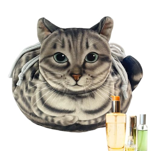 Nankoyal Bolso de Maquillaje en Forma de Gato con Cordón,Neceser de Viaje - Organizador Portátil para Viajes Gimnasio Camping Equipaje Vacaciones Almacenamiento Mujeres