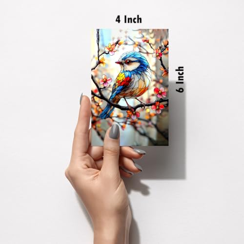 Image of SiddArtify Stained Glass Bird Wall Art Prints Set - Colorful Animal Poster Decor for Living Room Bedroom Office - Set of 2-4x6 Inch - Board (Pack of 6) - Sticker (Pack of 6)