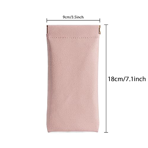 Image of 3 Pack Leather Eyeglasses Cases PU Soft Sunglasses Pouch Squeeze Top Portable Glasses Cases for Men Women